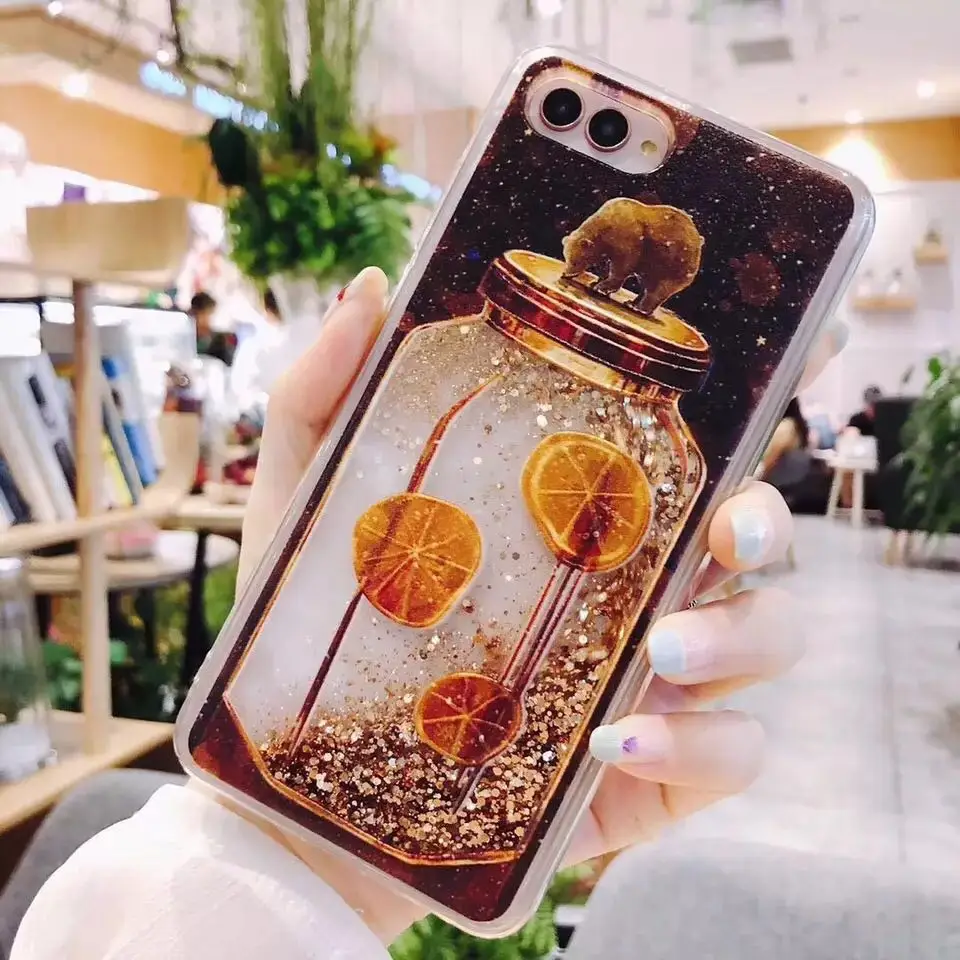 

Jary 2019 new design shell Luxury Ice Cream bear bear Cool Dynamic Liquid Quicksand Phone Case for xs max