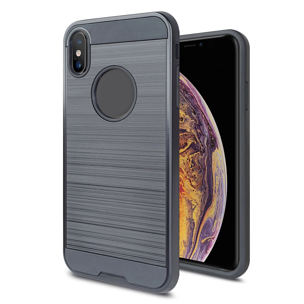 

2019 top selling brush metal phone cover Mobile phone case for iPhone 7 8 X XS, Black;blue;brown;golden;gray;green;orange;pink;purple;red