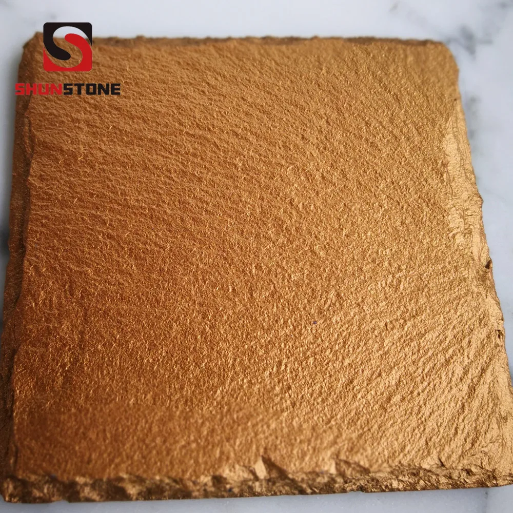 Custom Round Cardboard Gold Color Slate Stone Coaster Buy Gold Color