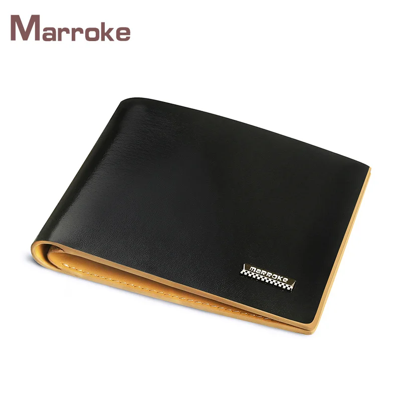 

Marroke China Supplier Hot Selling Custom Handmade Mens Genuine Leather Wallet, Black/brown