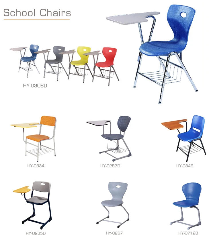 Single student chair with plastic shell and metal frame