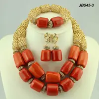 

Coral jewelry red bead necklace set originality fashion chain nigerian african beads sets