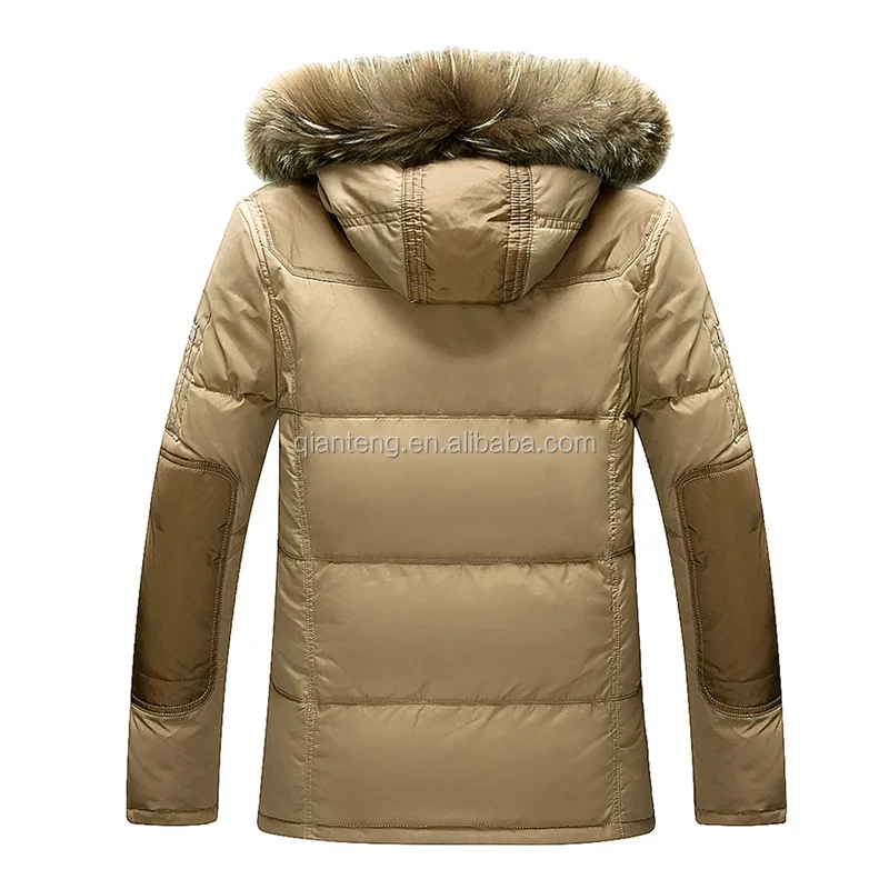 
Man Running Grey White Canada Japanese Duck Goose Down Jacket Coat Parka Clothes Men With Detachable Fur Hood 