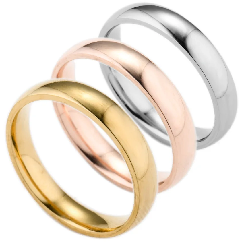 

4mm rose gold silver Smooth 316L Stainless Steel wedding rings for women wholesale, N/a