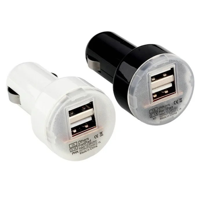 

colorful universal 5v 1a mini double usb dual 2 port car mobile charger for iphone, White black blue red