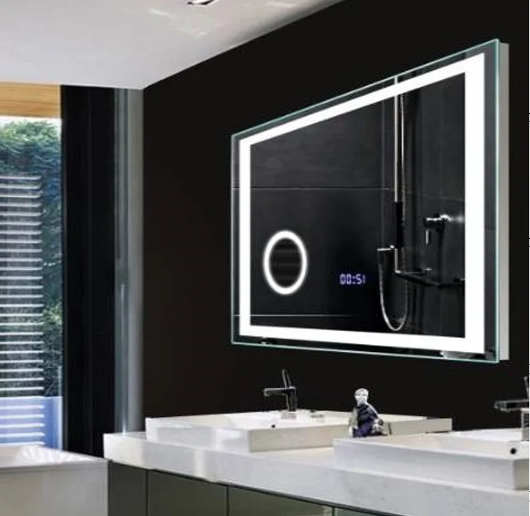 Joyee Modern Tempered Glass Hotel Bathroom Vanity Magic Mirror With