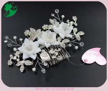 Lace Flowers Bridal Hair Clip Hair Comb With Shining Rhinestone