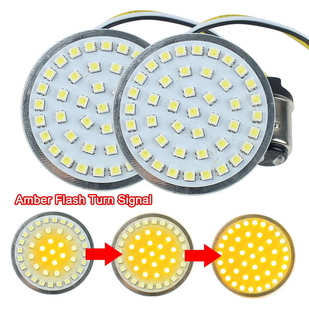 1157 Bullet Turn Signal Light Flashing Signal Amber White Signal Inserts Compatible with Motorcycle Sportster Street Glide Road