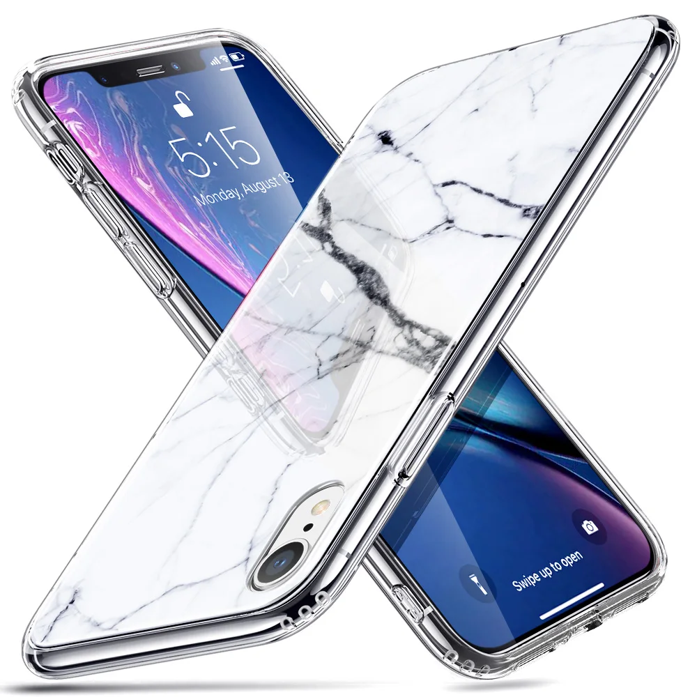 

Hot Selling ESR Black/ White 6.1inch For iPhone XR Luxury Marble Glass Phone Case