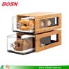 High quality acrylic food display box acrylic bread try with wooden case