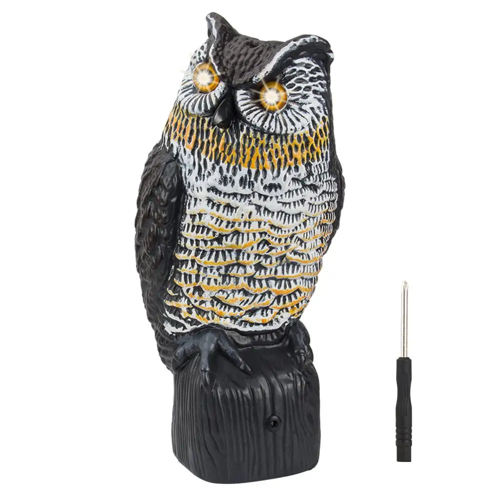 Leurre Hibou Effaroucheur D'oiseaux - 27 Cm Avec Ruban Réfléchissant Et Cloche - Pour Jardin, Balcon, Toit