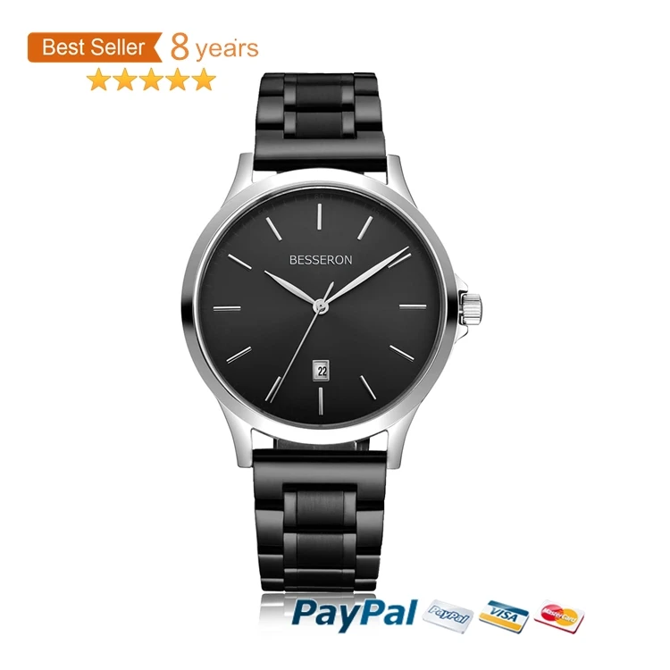

2018 oem uhr brand watches men wrist water resistant stainless steel metal band amazon top sell mens luxury rollex watch, Black