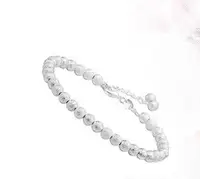 

Wholesale Round Ball Clasp Bead Bangle 925 sterling silver bracelet for girls