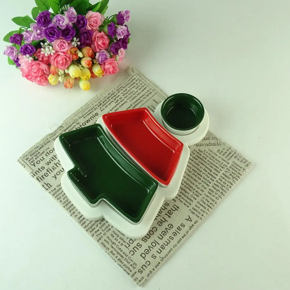 Custom design reusable Christmas plate ceramic Christmas plates