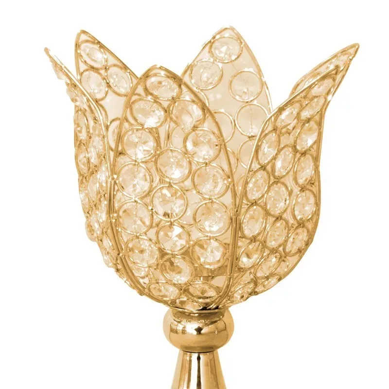 Crystal Flower Shape Top Candle Holder With Tubaeform Base For Wedding