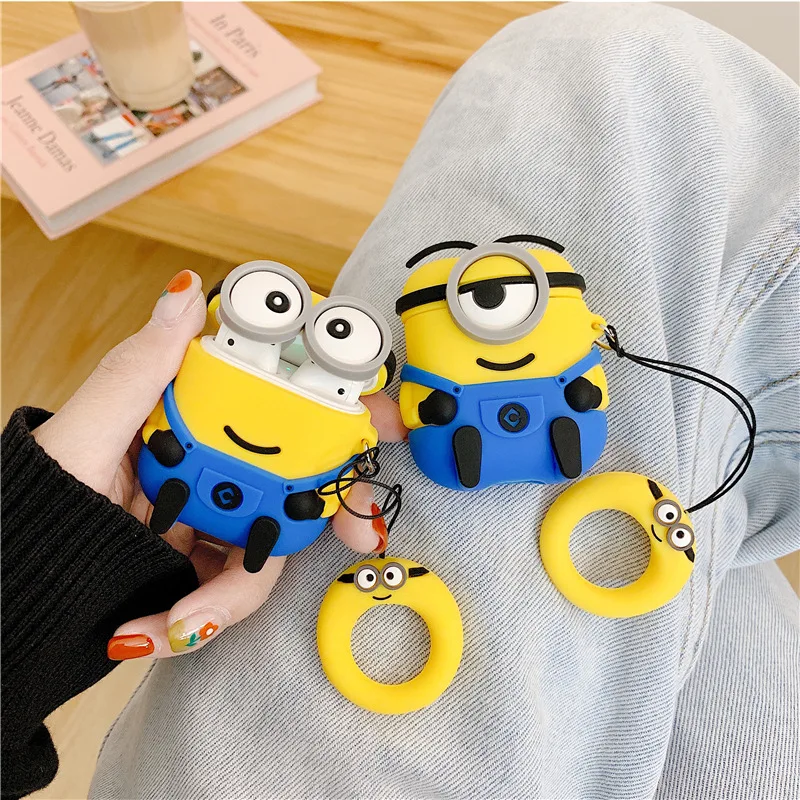 

New Arrival Funny 3D Cartoon Earphone Cases with Finger Ring Strap For Apple Airpods