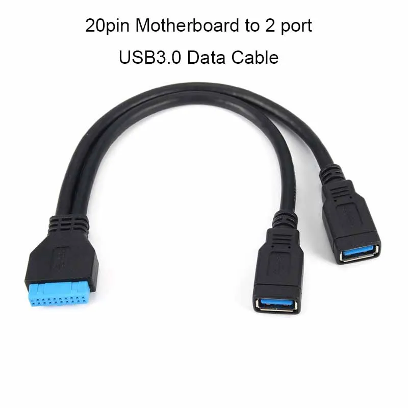 

5pcs 20Pin Header Motherboard to 2 Port USB 3.0 A Female Data Cable USB 3.0 Internal Connection Cable Adapter DIY Computer Cable