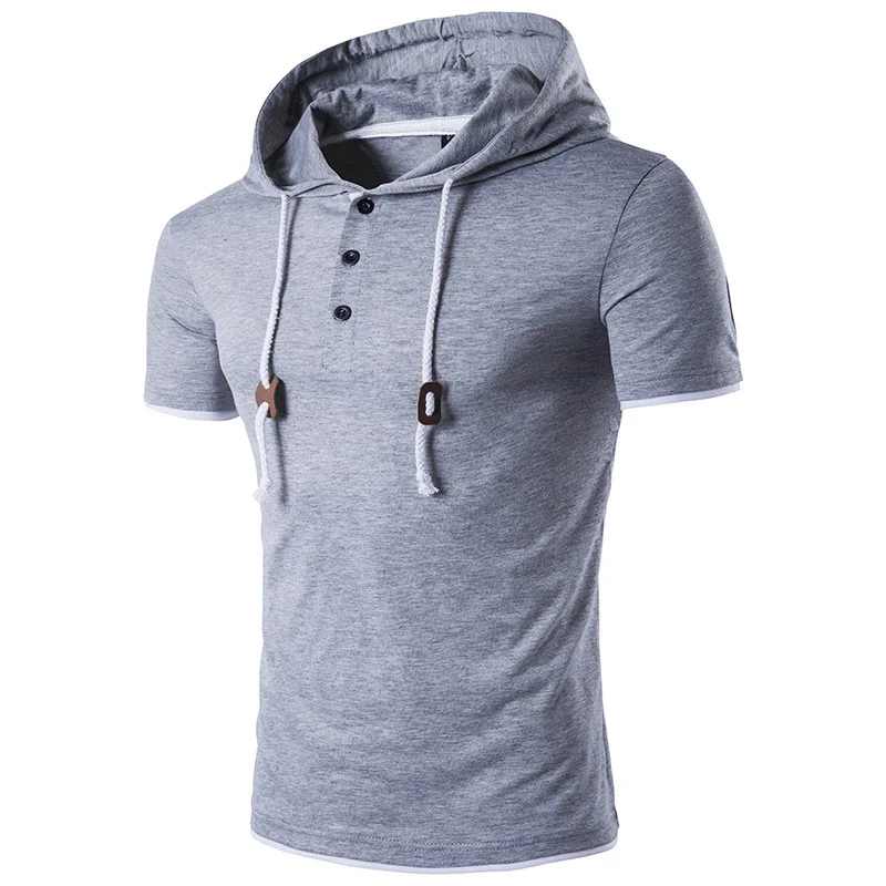 

Wholesale new design 100% polyester oem logo blank plain short sleeve with hood custom t shirt men