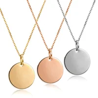 

Custom logo disc round 18k gold engraved metal coin blank pendant necklace