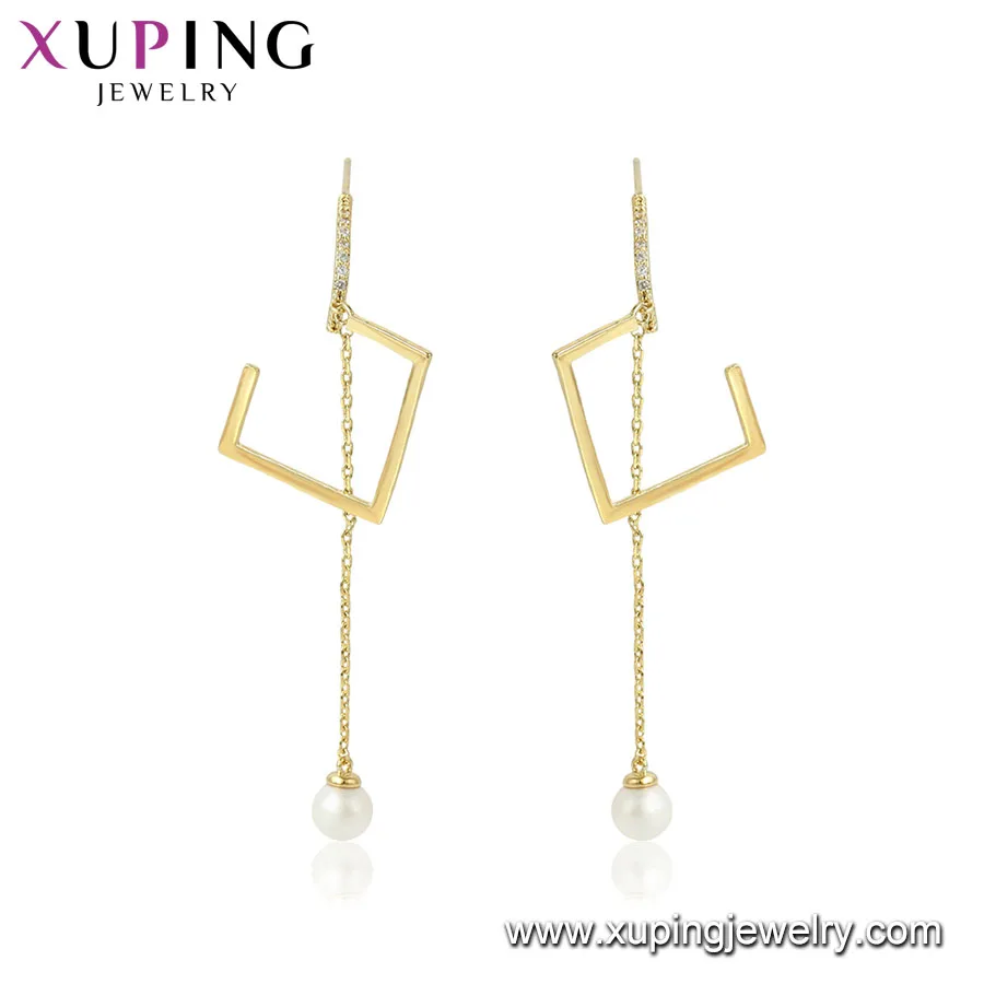 

94448 xuping jewelry 14K gold color Ancient/Royal geometry copper women pearl drop earrings