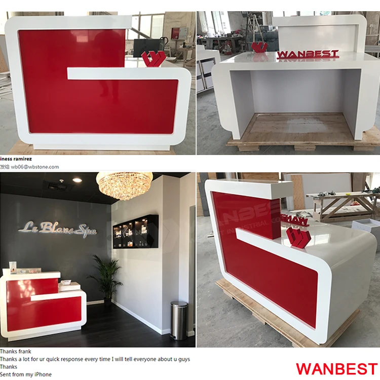 Luxury Artificial Marble Lighted White Restaurant Nail Salon Spa Reception Desk Cashier Counter