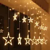 220V Holiday Lighting 138 LED Fairy Star Curtain String luminarias Garland Decoration Christmas Wedding Light