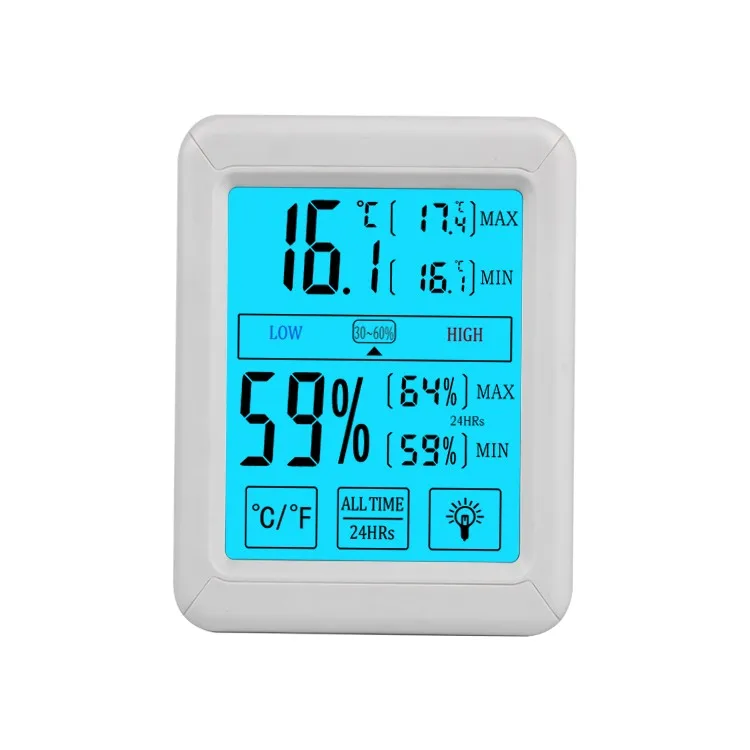 

Big Lcd Light Room Indoor Hygrometer Touch Screen Thermometer thermometer, Black and white