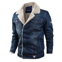 

Men Jacket and Coat Trendy Warm Fleece Thick Denim Jacket 2019 Winter Fashion Mens Jean Jacket Outwear Male Cowboy Plus Size 6XL