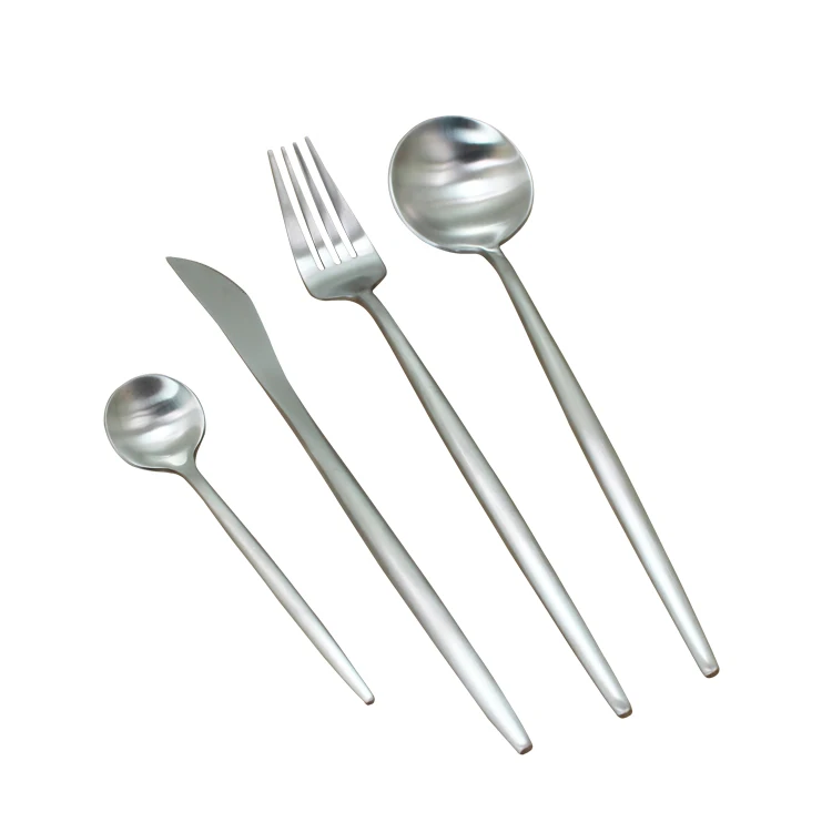 

Jieyang Matte Silver 18/10 stainless steel Spoon Fork Knife 24 pcs cutlery/flatware/tableware/silverware set