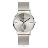 2019 Minimalist Big Face Watch for Women with Brief Diamond Dial 1-3 Bar Waterproof Silver Watch