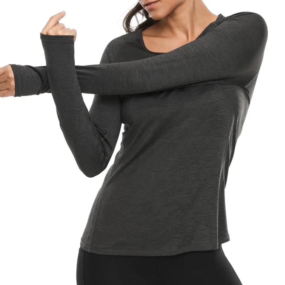 

Custom Design Logo Mash Splicing Yoga Shirts Women Long Sleeve Yoga Tops Running Sports Shirts For WomenV8L3074, Black