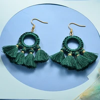 

BAOYAN Handmade Multi Colors Cotton Thread Bohemian Tassel Drop Earrings