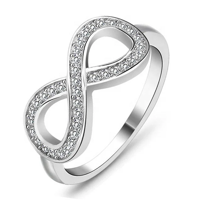 

Fashion 925 sterling silver cz infinity Endless Love claddagh 8 shape Rings For Women