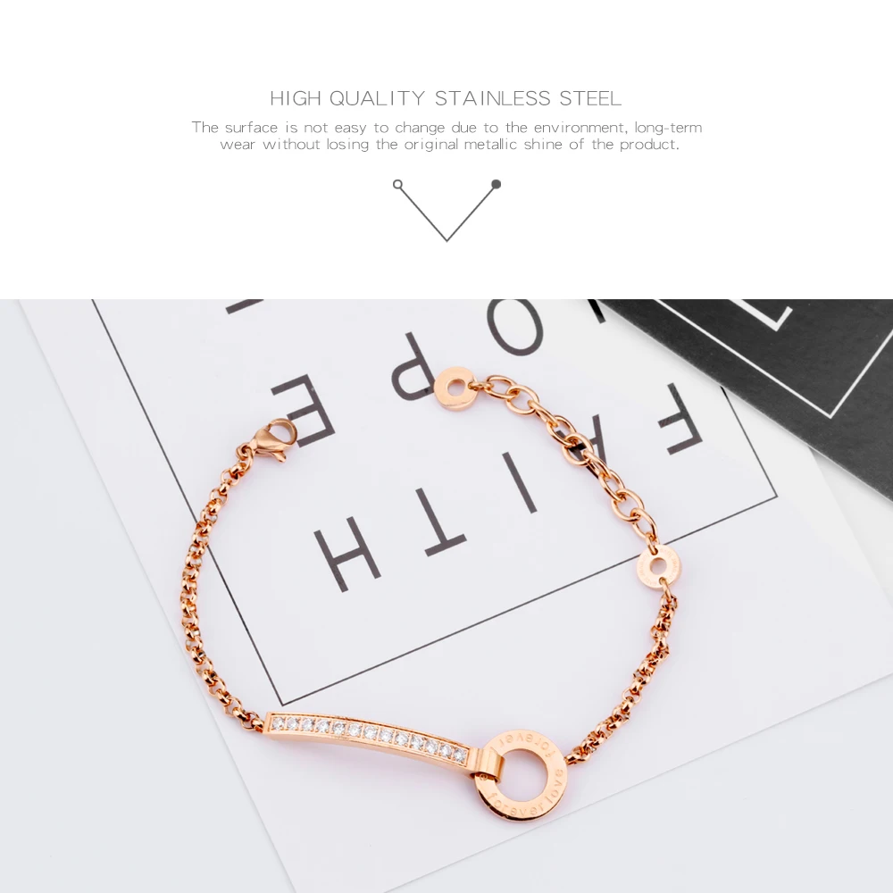 Wholesale Women Jewelry Rose Gold Hand Chain Micro Pave Bracelet