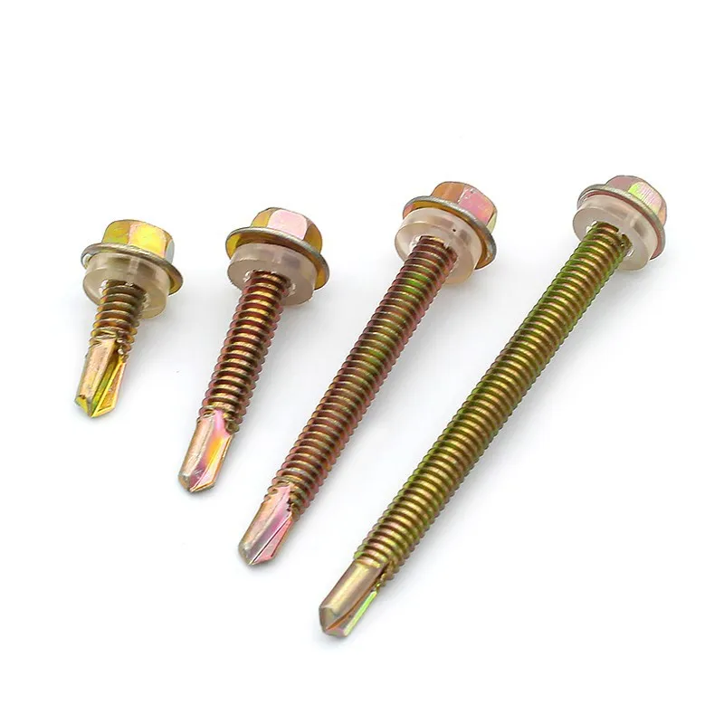 C1022 Din7504 Galvanized Hex Flange Head Self Drilling Screw Tapping Screws With Epdm Washer For