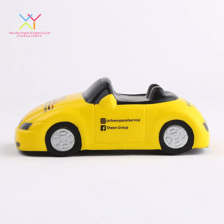 PU Foam Car Stress reliever Ball, Small Yellow Car Shape Stress Ball