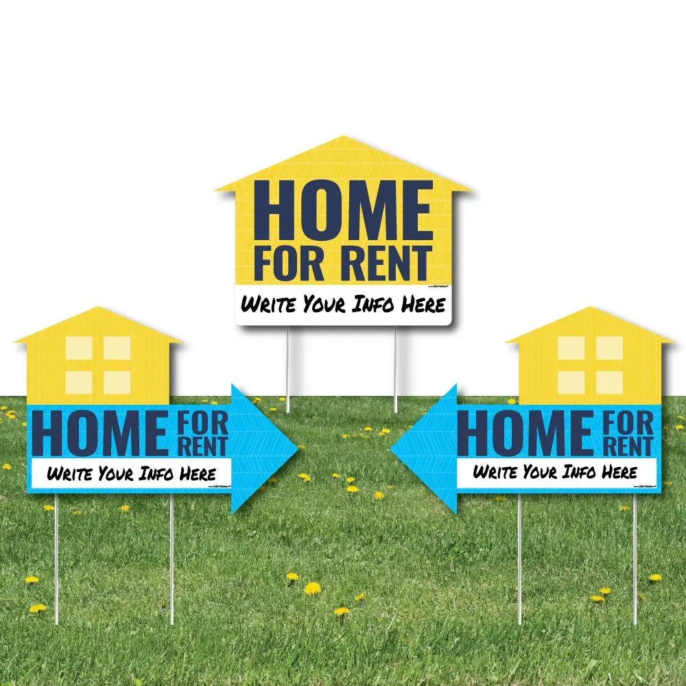 Home for Rent Signs - Yard Sign with Stakes - Double Sided Outdoor Lawn Sign - Set of 3