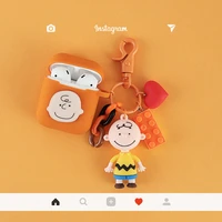 

Cute Cartoon Charlie Brown Sesame Street Dog Keychain silicone Wireless Earphone Charging case for Air-Pods 1 2