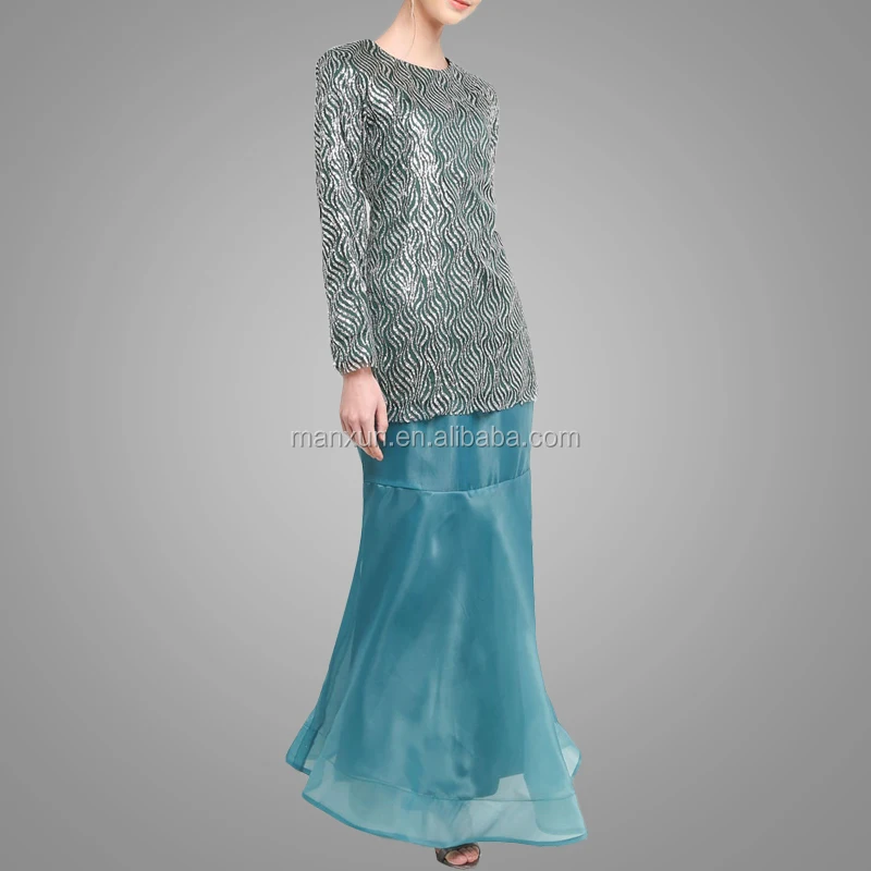 Stylish Model Baju  Kurung  Malaysia  Sequin Suit Abaya For 