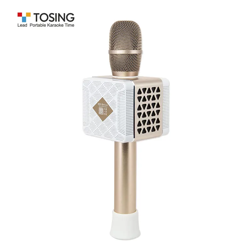

TOSING 016 FM connect company gifts Enhanced treble/bass/echo tour guide microphone speaker for cell phone /TV singing karaoke, Black;golden;rose gold
