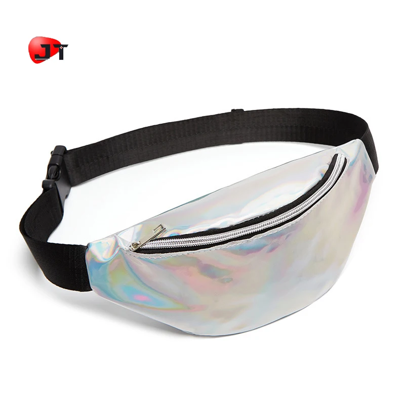 

Multi-function Cheap Clear Waterproof Travel Slivery PVC Fanny Pack Waist Bag Phone Hip Pack Purse Sport Belt Bum Bag For Women, Black,silvery,golden,pink,purple,or customized
