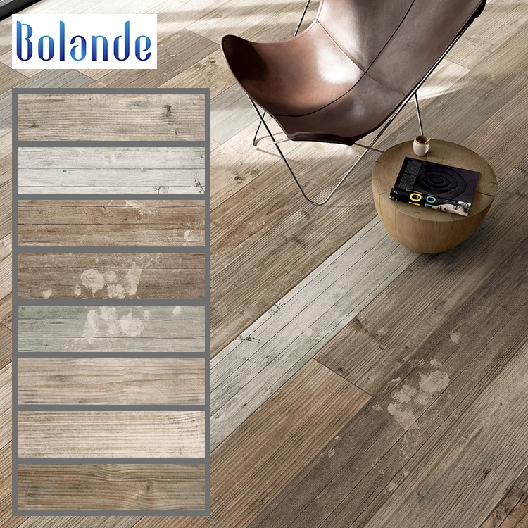 
Bolande matt surface non-slip wood look porcelain tiles brown grey white indoor wooden look antique glazed tile 