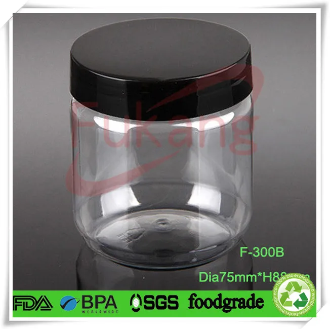 4 oz Clear PET Round Plastic Jar with Smooth Black Lid