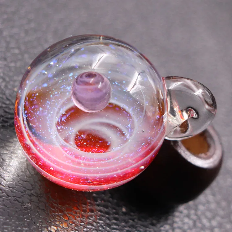 Fantasy Hand Blown Glass Red Universe Starry Sky Ball Galaxy Hook Charm Pendant for Jewelry Crafts