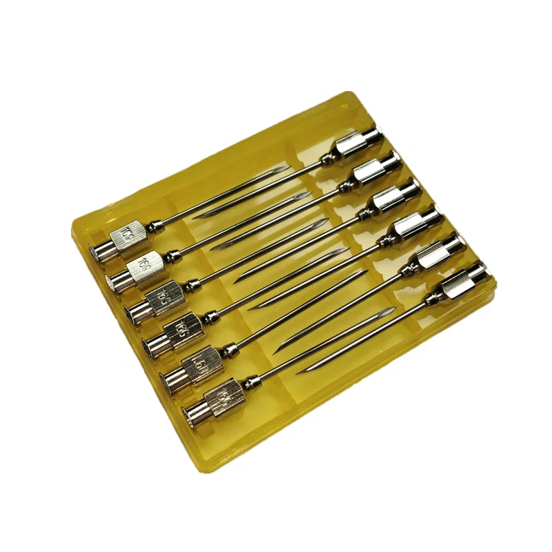 
REUSABLE STAINLESS STEEL HYPODERMIC VETERINARY INJECTION NEEDLE WITH METAL HUB 