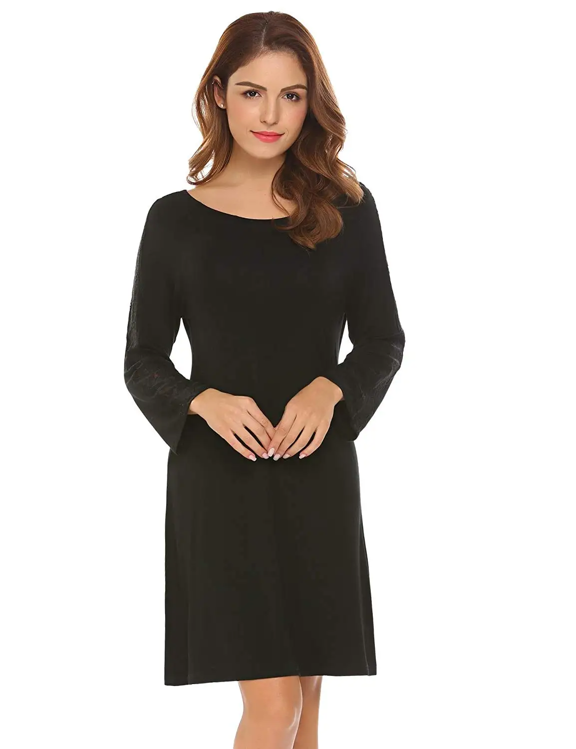 Buy Goldenfox Cotton Nightgown Short Sleepwear 3/4 Sleeve Lounge Dress