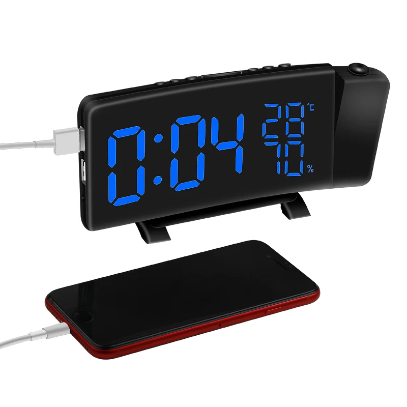 

5'' LED Curved-Screen Radio Clock Wireless With Projector FM Radio Alarm Clock