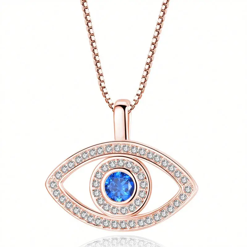 

Fashion Sapphire Eye Shape Crystal Pendant Jewelry Necklace N134