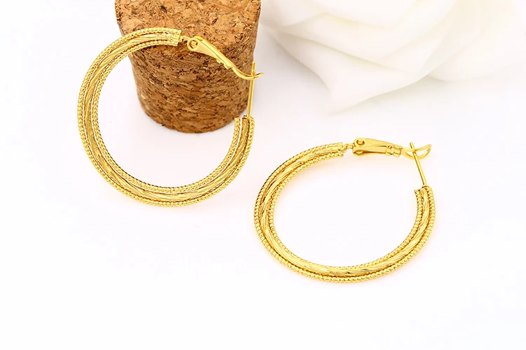 Xuping Fashion Jewellery 24 Carat Arab Gold Plating Hoop Earrings For ...