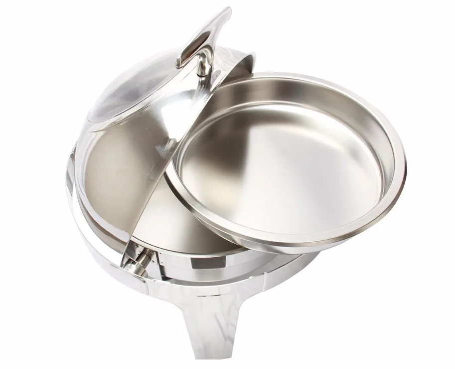 Roll Top Round Stackable Stainless Steel Buffet Dinner Alcohol Food Warmer Round Chafing Dish